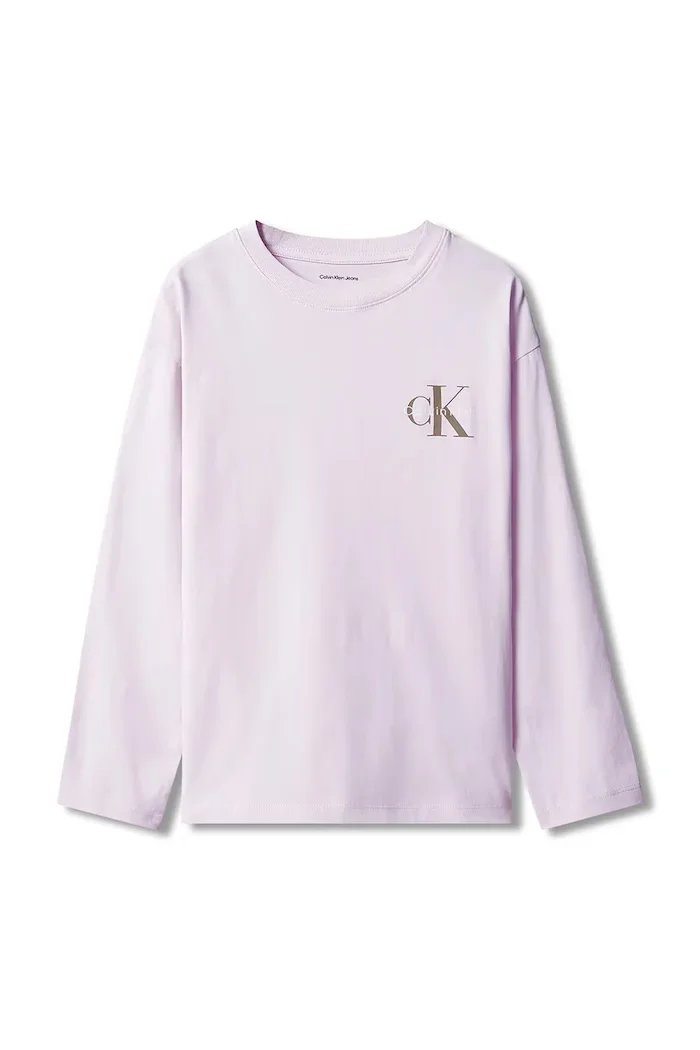 CALVIN KLEIN JEANS блуза с дълги ръкави за деца от памук виолетова LVCKTJA17U