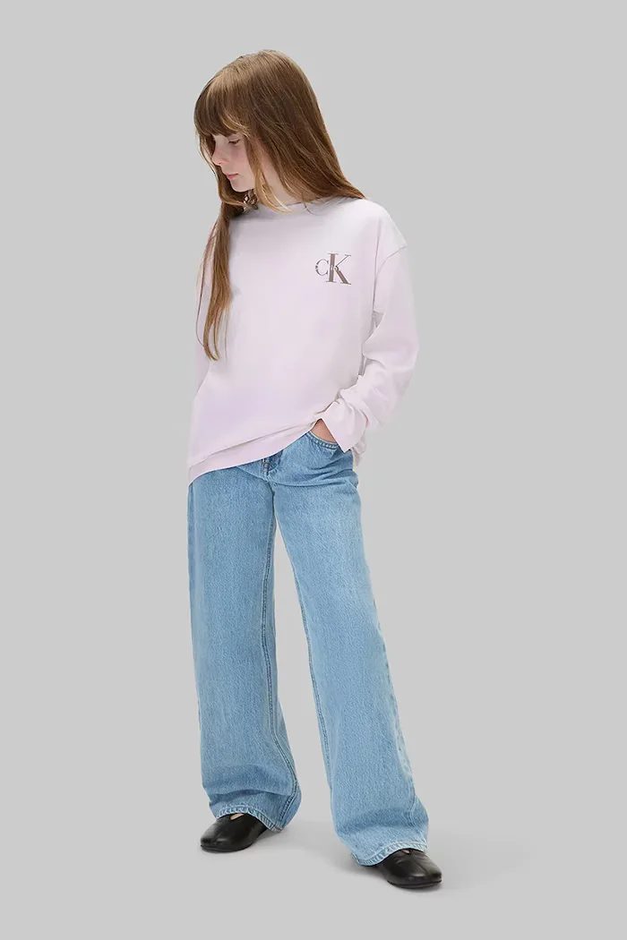 CALVIN KLEIN JEANS блуза с дълги ръкави за деца от памук виолетова LVCKTJA17U