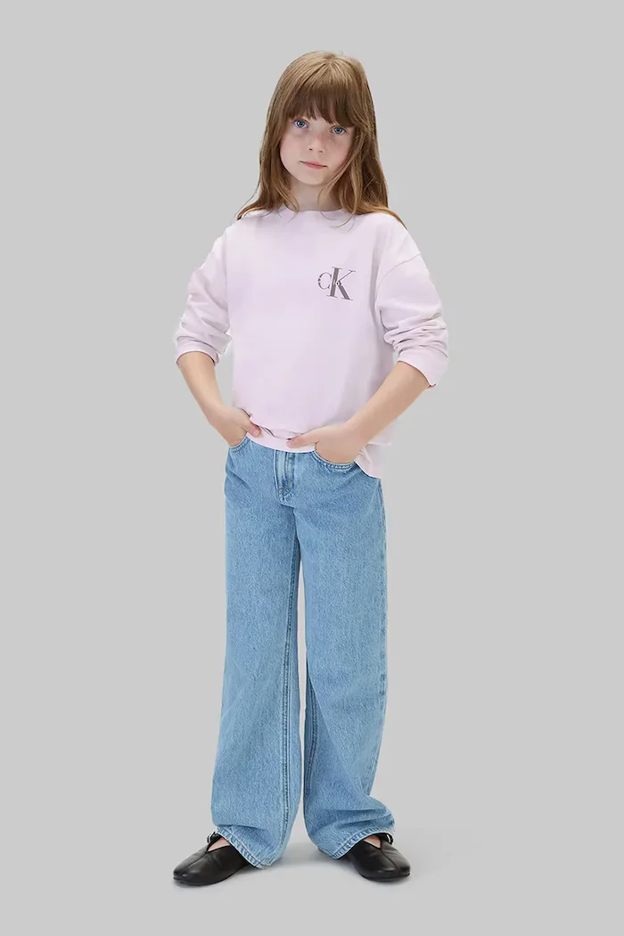 CALVIN KLEIN JEANS блуза с дълги ръкави за деца от памук виолетова LVCKTJA17U