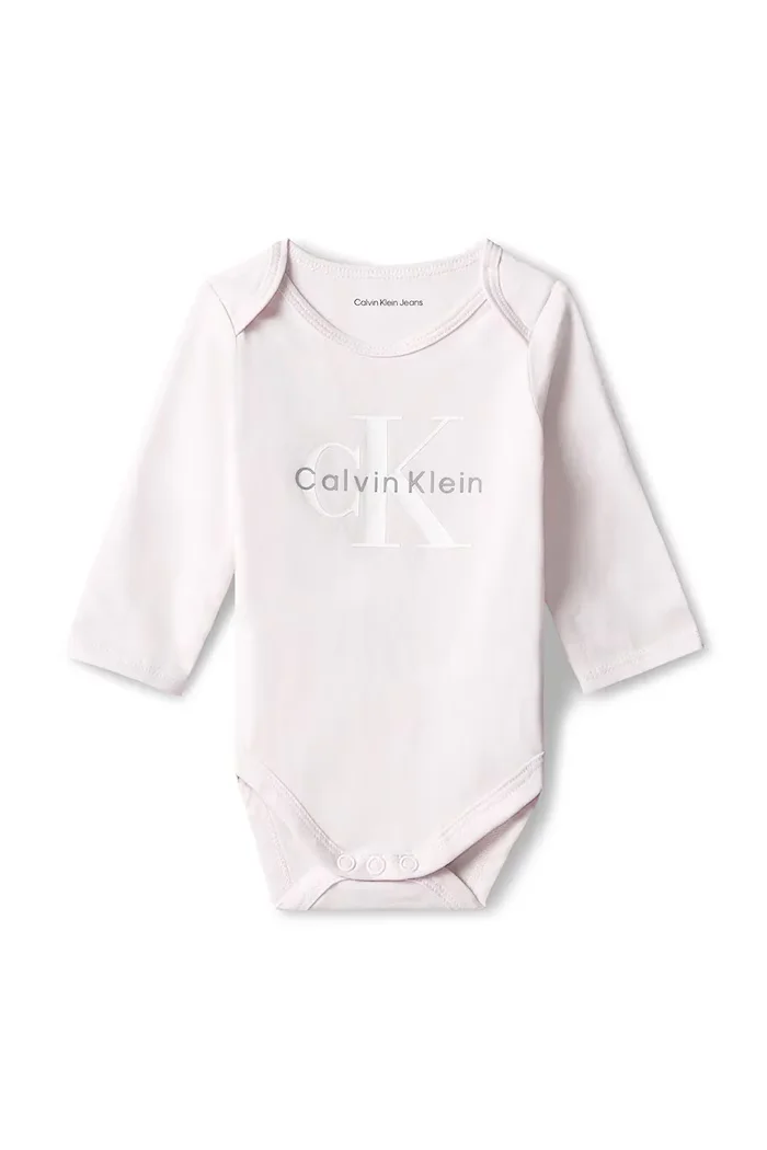 CALVIN KLEIN JEANS боди за бебе от памук с еластан виолетово LVCKFJN01N