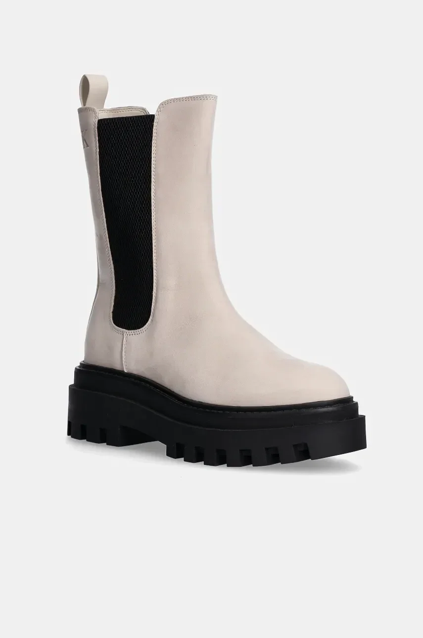 CALVIN KLEIN JEANS Боти челси от набук FLATFORM CHELSEA BOOT MG NB