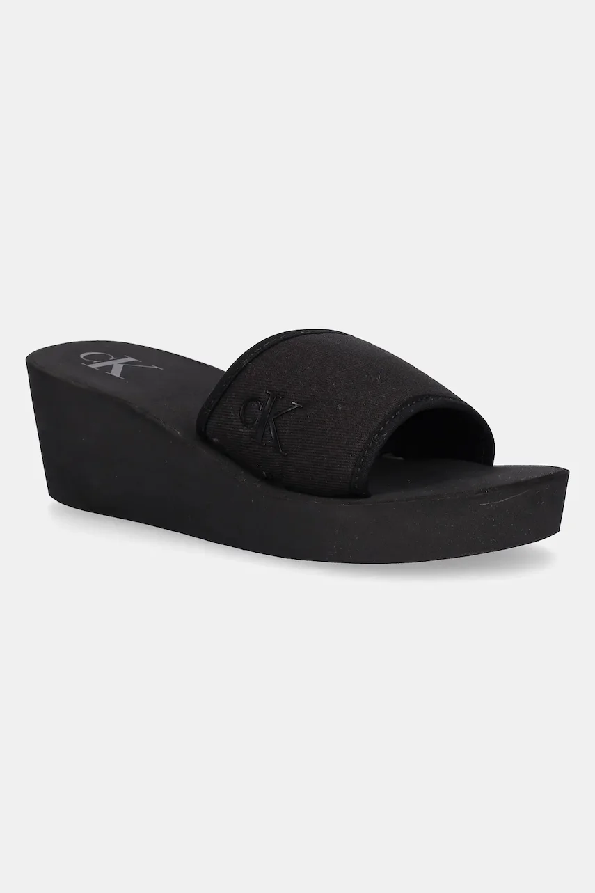 CALVIN KLEIN JEANS Чехли BEACH WEDGE SLIDE CANVAS