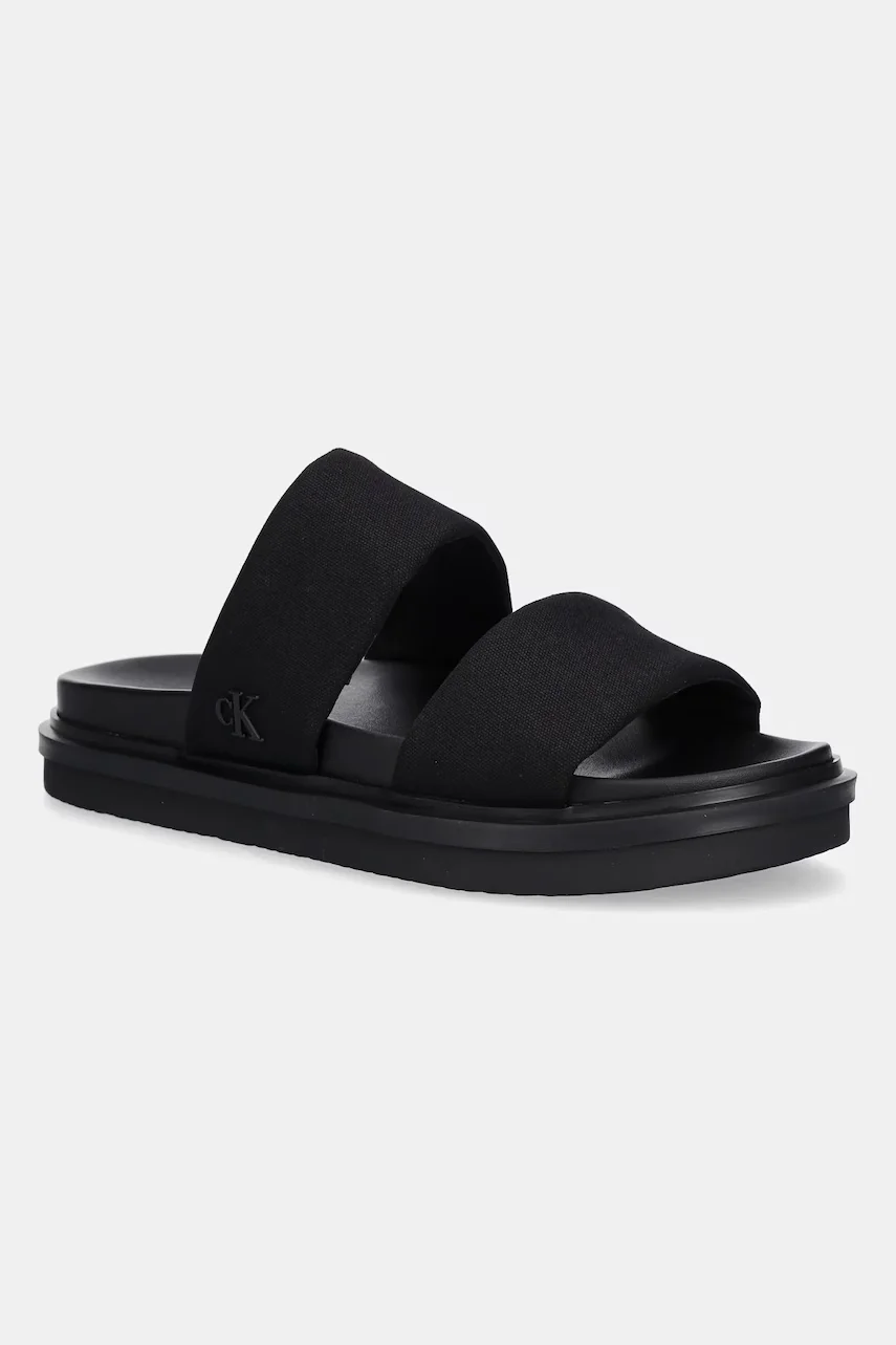 CALVIN KLEIN JEANS Чехли FLAT MOLDED DBL BAR SANDAL CV