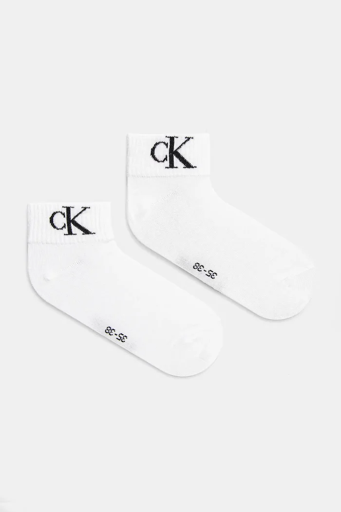 CALVIN KLEIN JEANS чорапи дамски с памук 2 броя бели 701228813