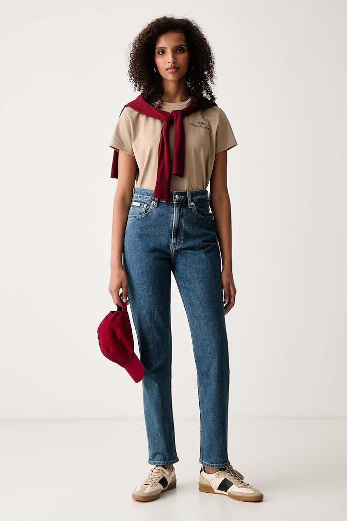 CALVIN KLEIN JEANS дънки mom fit дамски сини LV047H746G