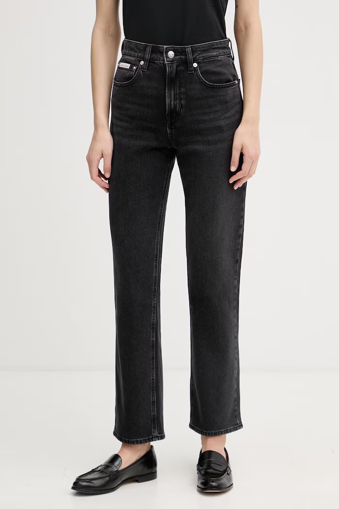 CALVIN KLEIN JEANS дънки straight дамски черни LV047F708G