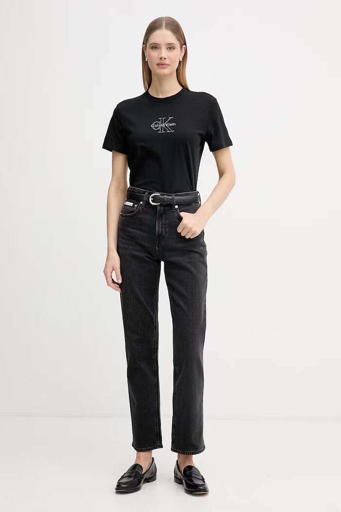 CALVIN KLEIN JEANS дънки straight дамски черни LV047F708G