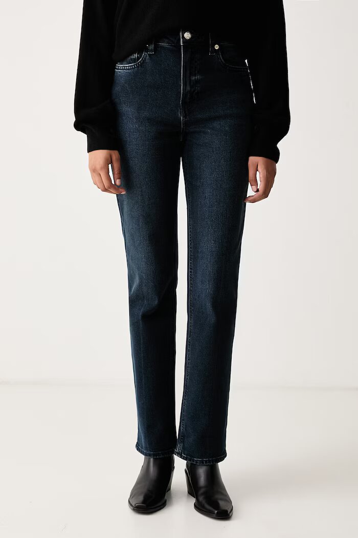 CALVIN KLEIN JEANS дънки straight дамски тъмносини LV047H739G