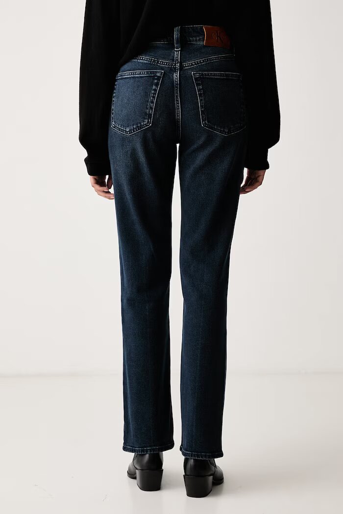 CALVIN KLEIN JEANS дънки straight дамски тъмносини LV047H739G