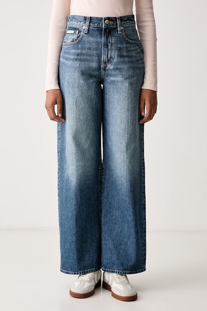 CALVIN KLEIN JEANS дънки wide leg дамски сини LV047H705G