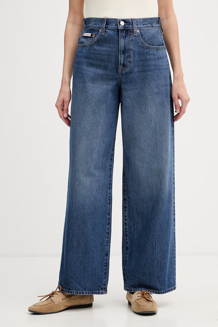 CALVIN KLEIN JEANS Дънки wide leg дамски тъмносини LV047F727G