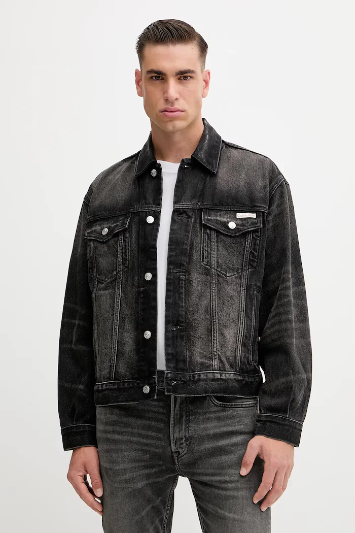 CALVIN KLEIN JEANS Дънково яке в черно преходен модел с уголемена кройка LV04RD707G