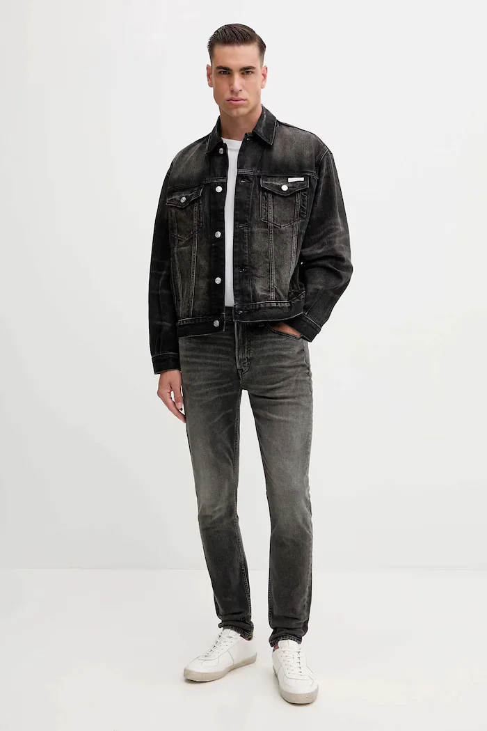 CALVIN KLEIN JEANS Дънково яке в черно преходен модел с уголемена кройка LV04RD707G