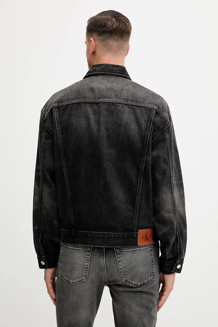 CALVIN KLEIN JEANS Дънково яке в черно преходен модел с уголемена кройка LV04RD707G