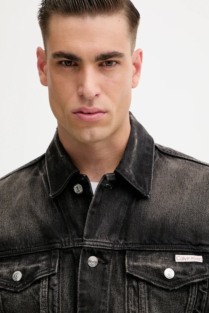 CALVIN KLEIN JEANS Дънково яке в черно преходен модел с уголемена кройка LV04RD707G