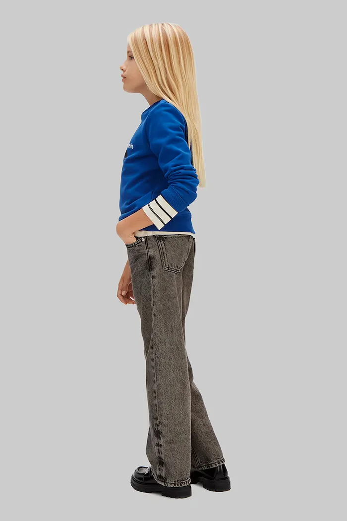 CALVIN KLEIN JEANS Детски памучен суичър в синьо с принт IU0IU00714
