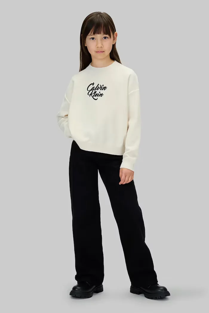 CALVIN KLEIN JEANS Детски пуловер в бежово от лека материя IG0IG03026