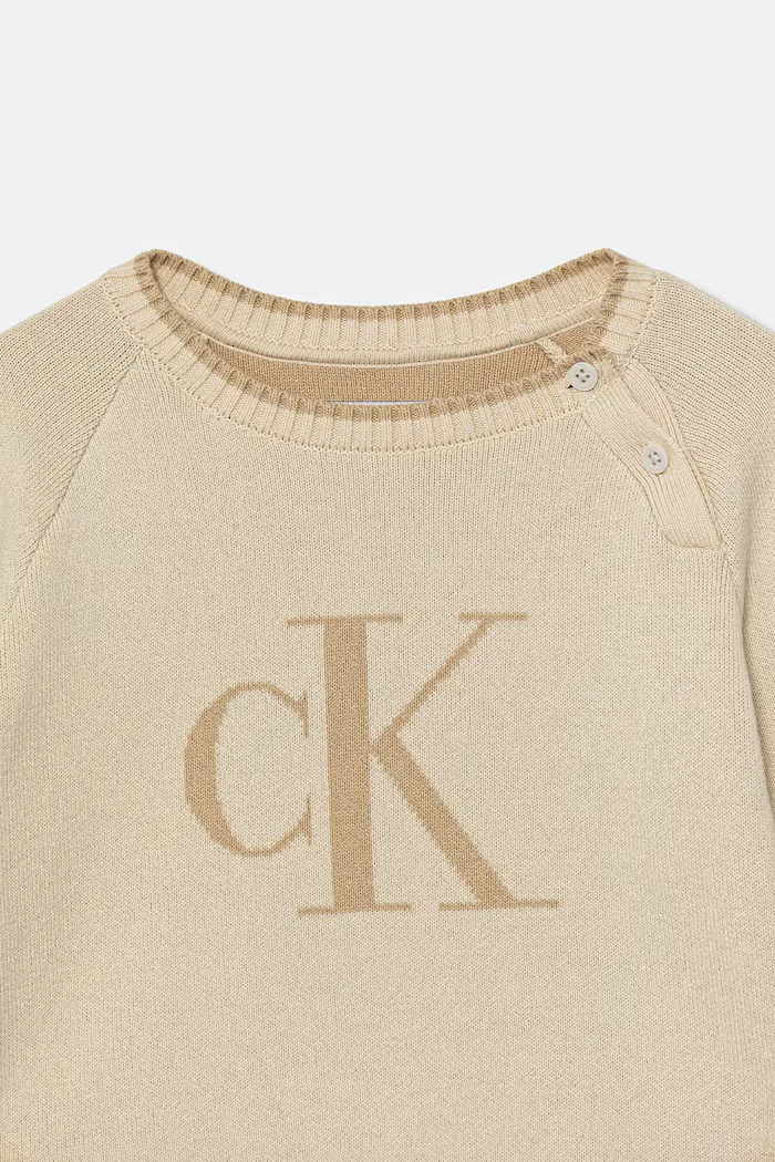 CALVIN KLEIN JEANS Детски пуловер в бежово от лека материя IN0IN00205