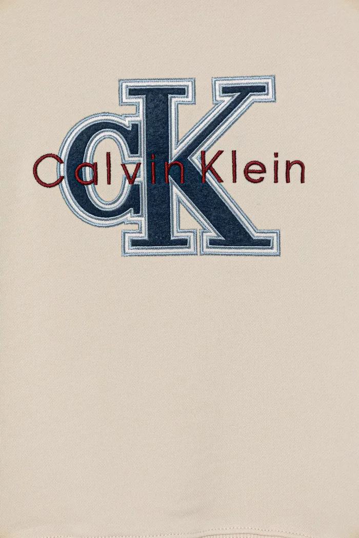 CALVIN KLEIN JEANS Детски суичър в бежово с качулка IB0IB02585