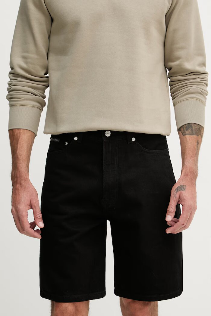 CALVIN KLEIN JEANS къс панталон мъжки от деним черен LV04RF794G