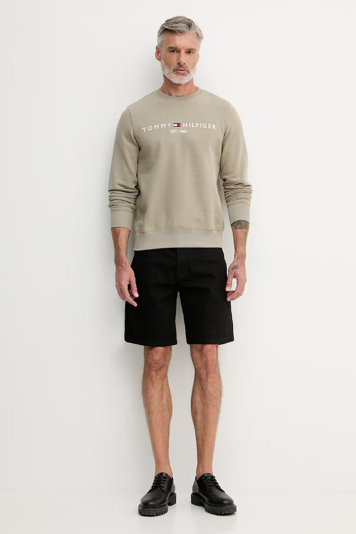 CALVIN KLEIN JEANS къс панталон мъжки от деним черен LV04RF794G