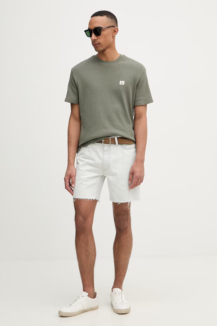 CALVIN KLEIN JEANS къс панталон мъжки от памук син LV04RF787G
