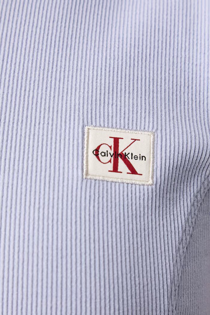 CALVIN KLEIN JEANS къс топ дамски от памук с еластан виолетов LV047G240G
