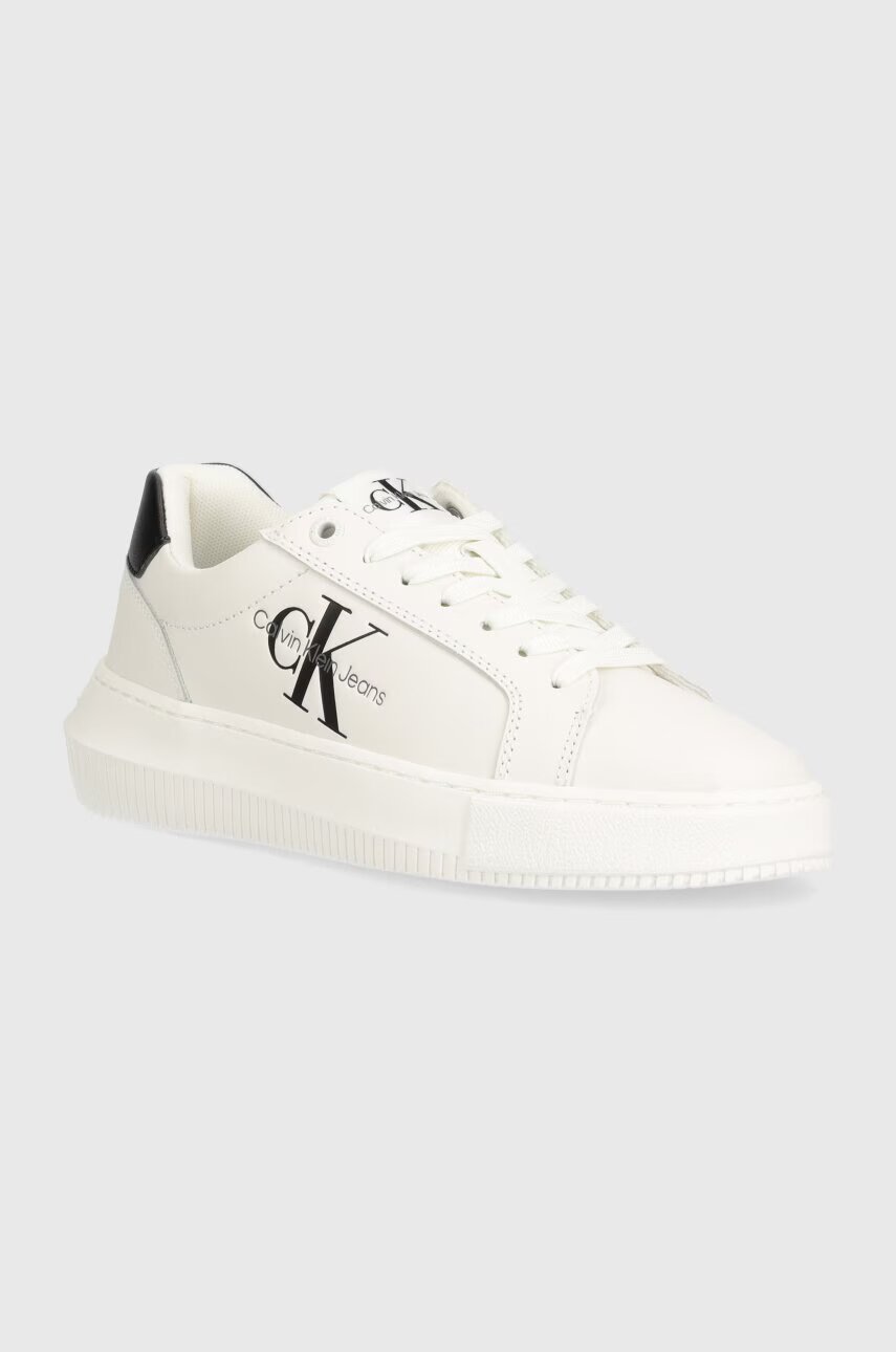 CALVIN KLEIN JEANS Кожени маратонки YW0YW00823 CHUNKY CUPSOLE MONOLOGO W MONO LTH WN