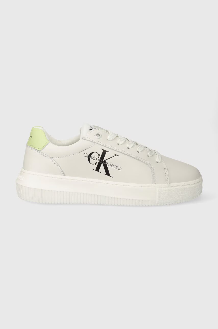 CALVIN KLEIN JEANS Кожени маратонки YW0YW00823 CHUNKY CUPSOLE MONOLOGO W MONO LTH WN