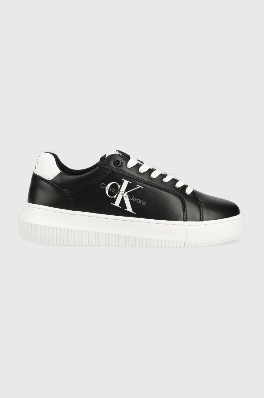 CALVIN KLEIN JEANS Кожени маратонки YW0YW00823 CHUNKY CUPSOLE MONOLOGO W MONO LTH WN
