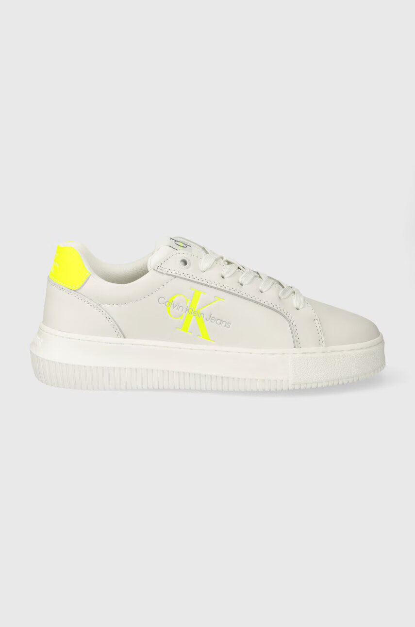 CALVIN KLEIN JEANS Кожени маратонки YW0YW00823 CHUNKY CUPSOLE MONOLOGO W MONO LTH WN