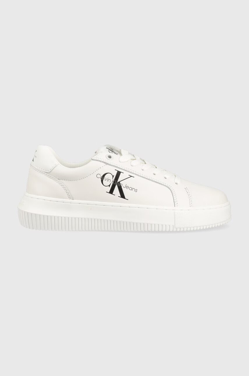 CALVIN KLEIN JEANS Кожени маратонки YW0YW00823 CHUNKY CUPSOLE MONOLOGO W MONO LTH WN