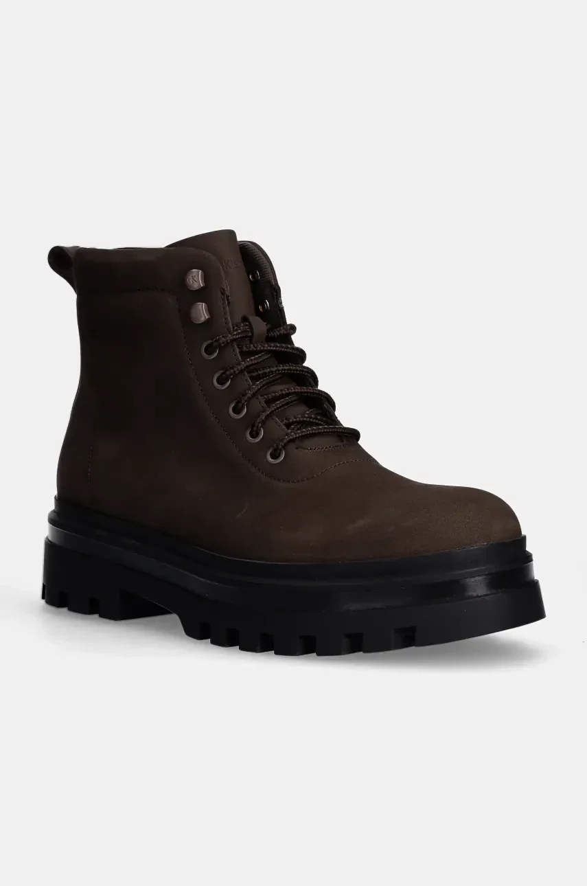 CALVIN KLEIN JEANS Обувки от набук LUGGED LACEUP BOOT OXF HIKING NB