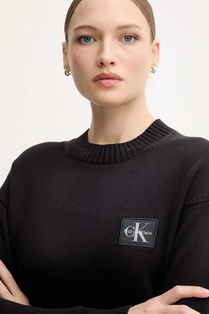 CALVIN KLEIN JEANS Памучен пуловер в черно LV047D351G