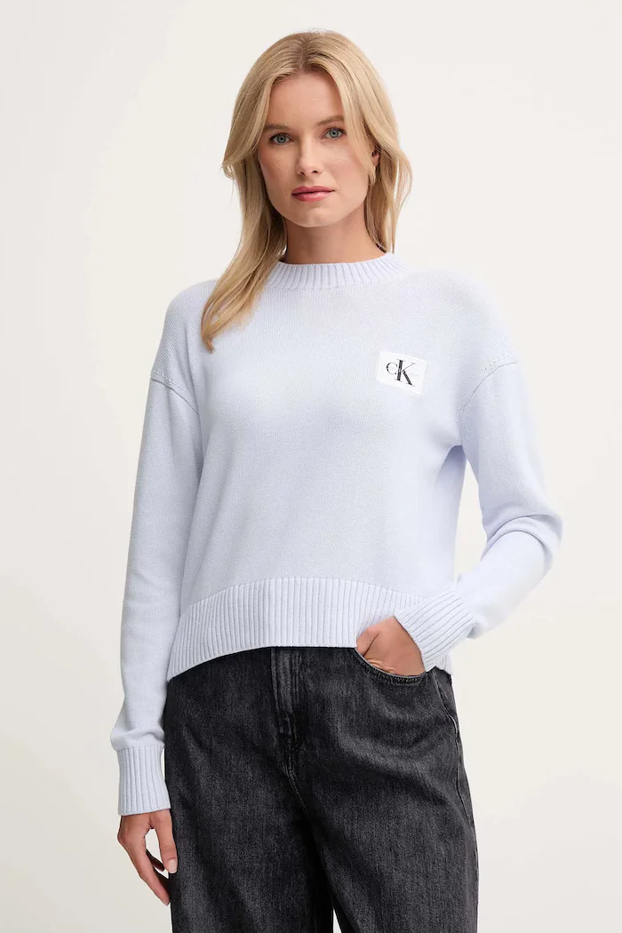 CALVIN KLEIN JEANS Памучен пуловер в синьо LV047D351G