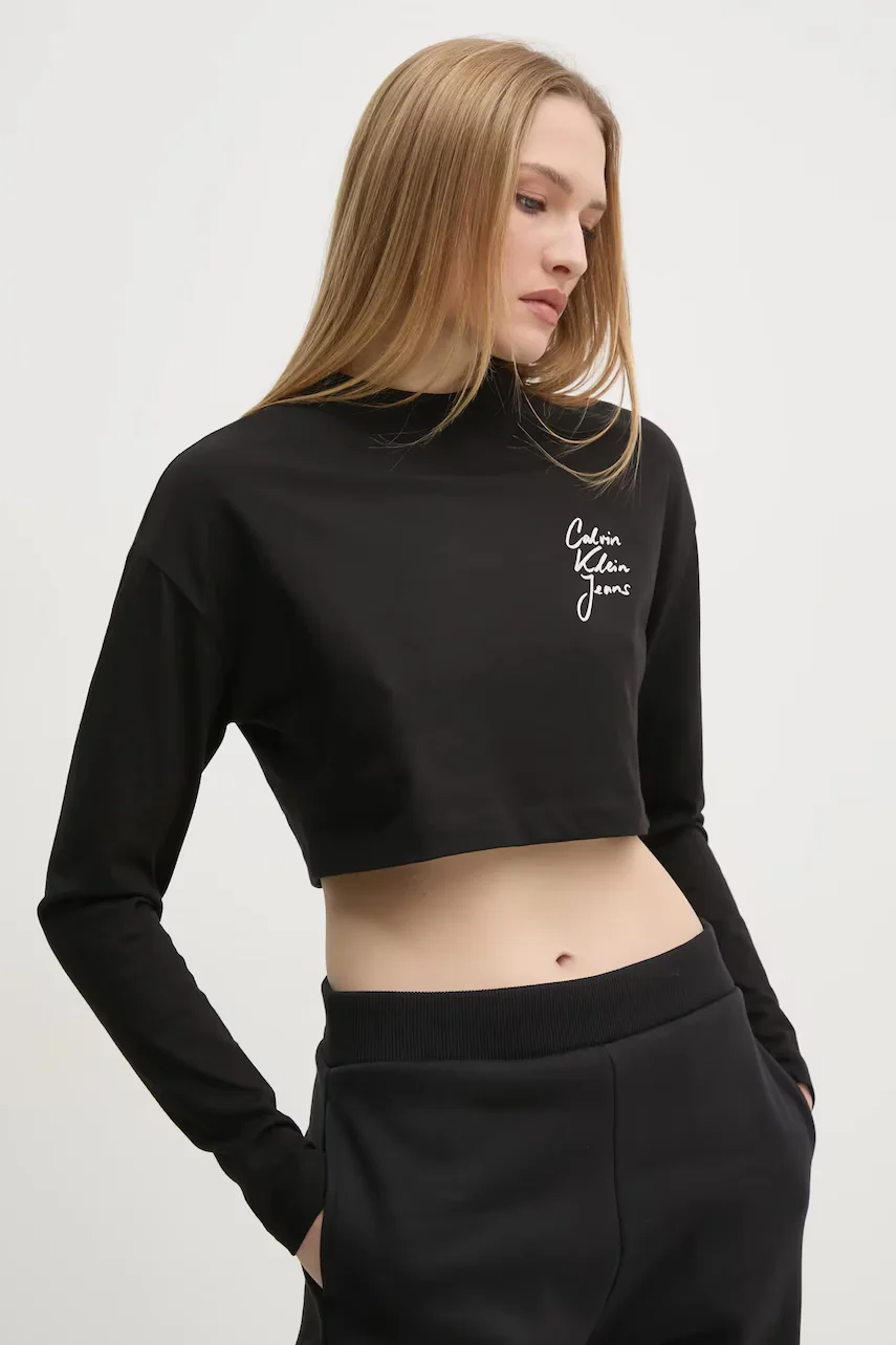 CALVIN KLEIN JEANS Памучна блуза с дълги ръкави