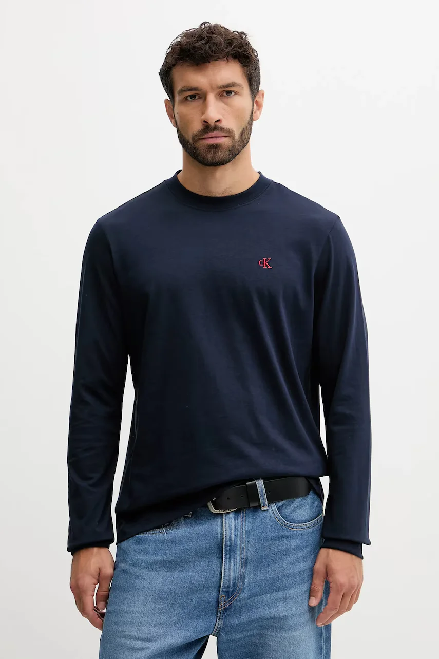CALVIN KLEIN JEANS Памучна блуза с дълги ръкави