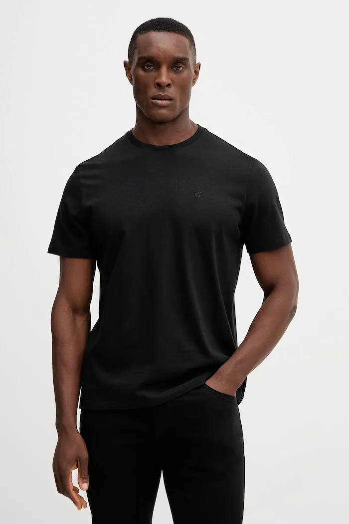 CALVIN KLEIN JEANS Памучна тениска (2 броя) в черно с изчистен дизайн LV04RD001G