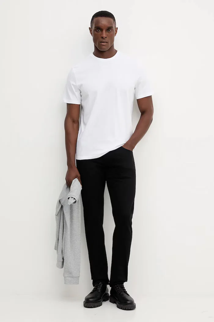 CALVIN KLEIN JEANS Памучна тениска (2 броя) в черно с изчистен дизайн LV04RD001G