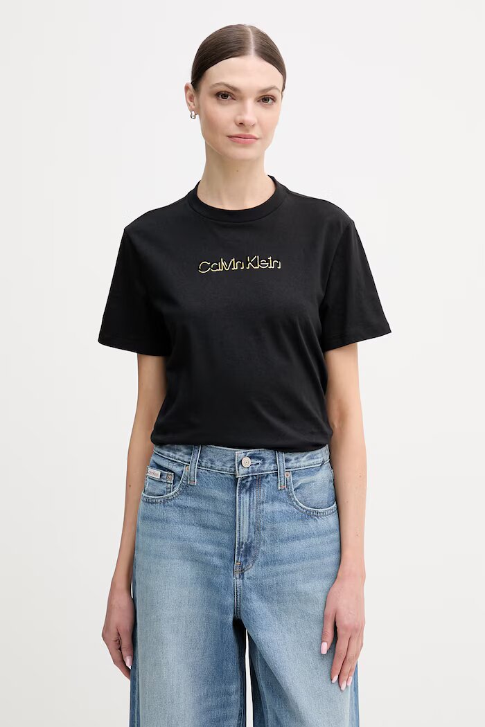 CALVIN KLEIN JEANS Памучна тениска дамска в черно LV047E821G