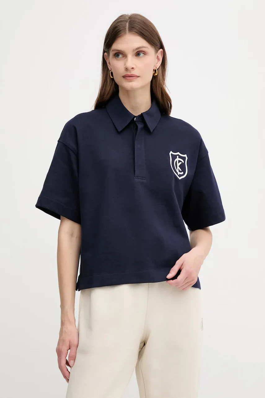 CALVIN KLEIN JEANS Памучна тениска с яка