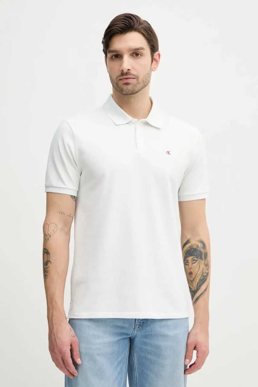 CALVIN KLEIN JEANS Памучна тениска с яка