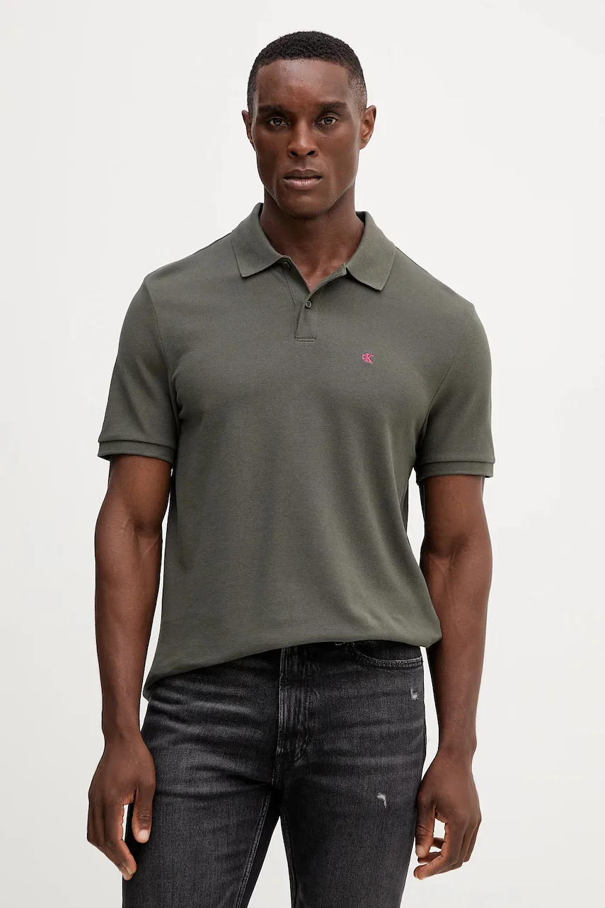 CALVIN KLEIN JEANS Памучна тениска с яка