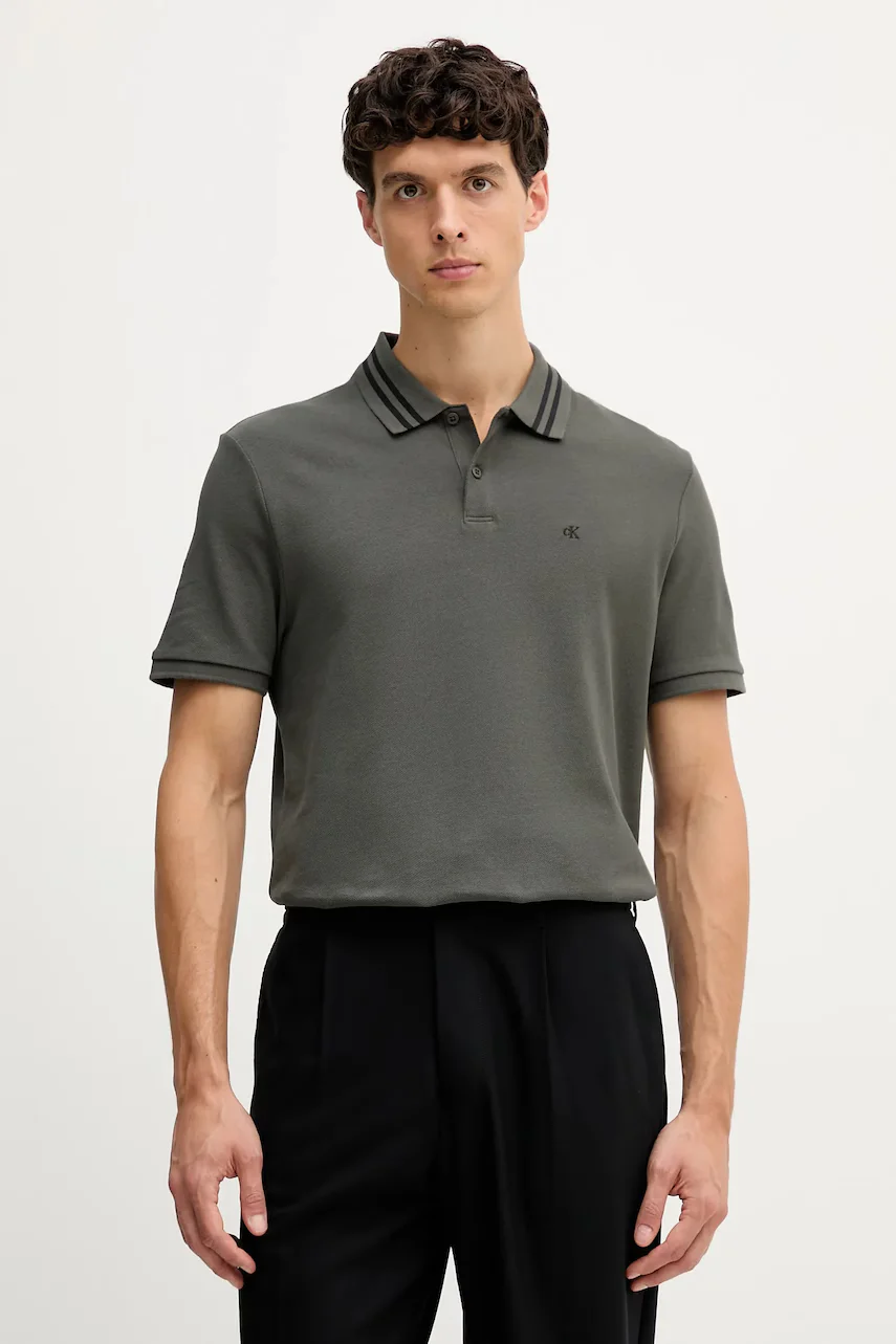 CALVIN KLEIN JEANS Памучна тениска с яка