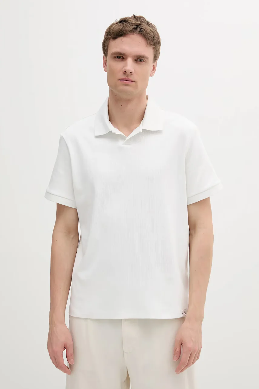 CALVIN KLEIN JEANS Памучна тениска с яка