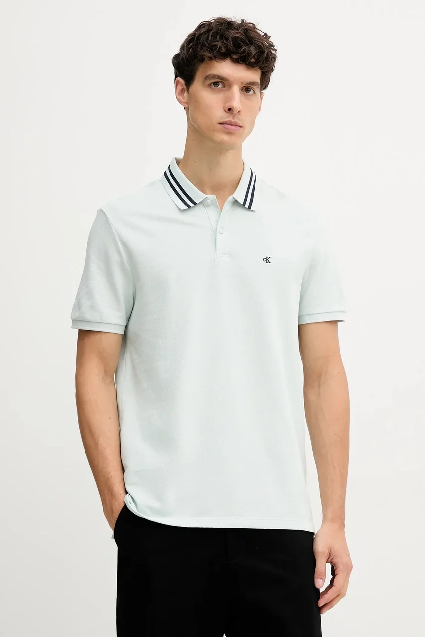 CALVIN KLEIN JEANS Памучна тениска с яка