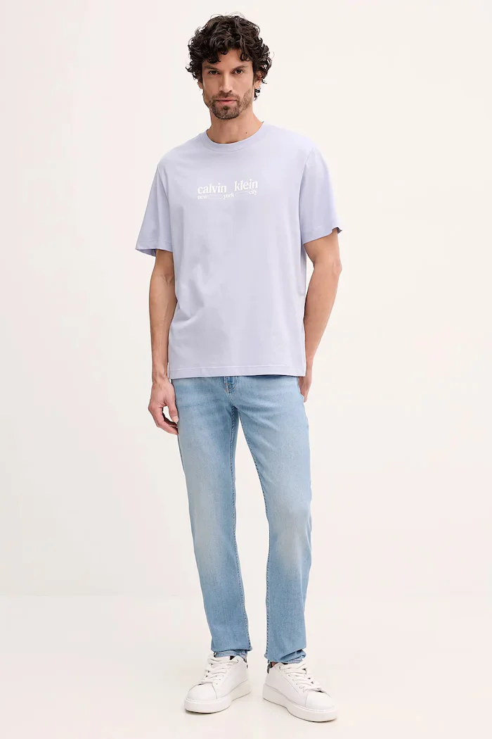 CALVIN KLEIN JEANS Памучна тениска в синьо с принт LV14RE831G