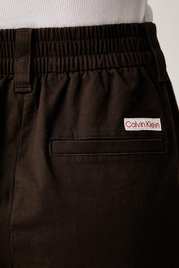 CALVIN KLEIN JEANS панталон дамски с памук черен с висока талия LV047F623G