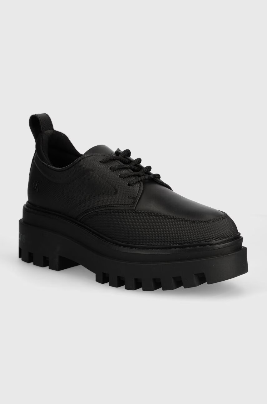 CALVIN KLEIN JEANS Половинки обувки FLATFORM LACEUP DERBY MG MTL