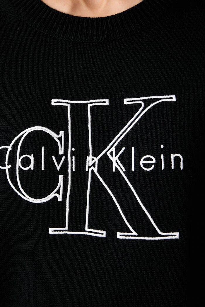 CALVIN KLEIN JEANS пуловер дамски от памук черен LV047G322G